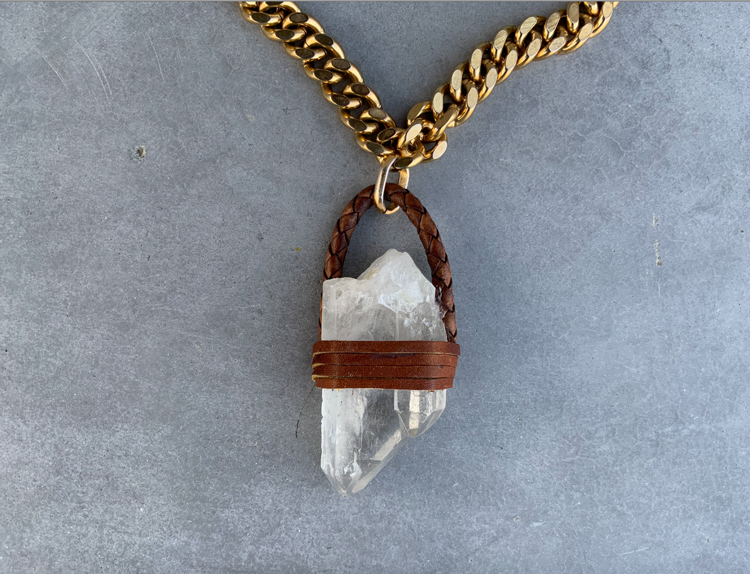 Extra-Large Double Quartz Point Necklace