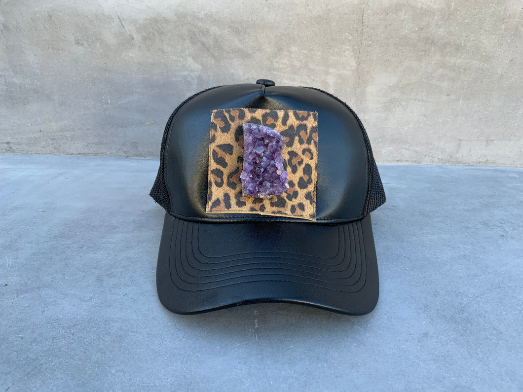 Third  Eye Activation Trucker Hat with Large Amethyst Crystal