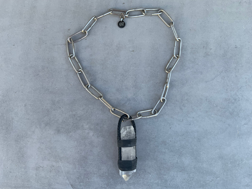 Xtreme XXL Quartz Point on Large Stainless Steel Chain