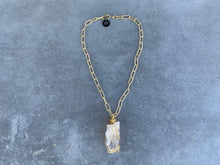 Load image into Gallery viewer, Wire Wrapped Large Quartz on Matte Gold Chain
