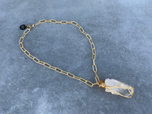 Load image into Gallery viewer, Wire Wrapped Large Quartz on Matte Gold Chain
