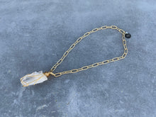 Load image into Gallery viewer, Wire Wrapped Large Quartz on Matte Gold Chain
