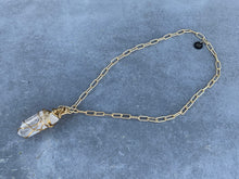 Load image into Gallery viewer, Wire Wrapped Large Quartz on Matte Gold Chain
