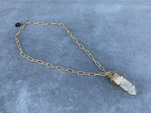 Load image into Gallery viewer, Wire Wrapped Large Quartz on Matte Gold Chain
