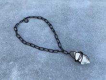 Load image into Gallery viewer, Wire Wrapped Chunky Quartz on Short Black Chain
