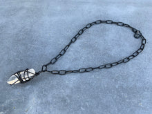 Load image into Gallery viewer, Wire Wrapped Large Quartz on Black Chain
