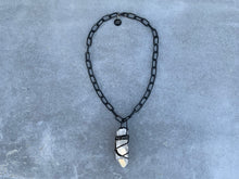 Load image into Gallery viewer, Wire Wrapped Large Quartz on Black Chain
