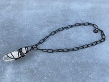 Load image into Gallery viewer, Wire Wrapped Large Quartz on Black Chain
