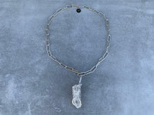 Load image into Gallery viewer, Wire Wrapped Quartz on Long Silver Chain
