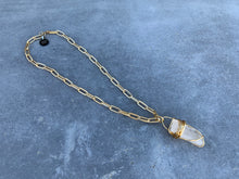 Load image into Gallery viewer, Wire Wrapped Quartz on Matte Gold Chain
