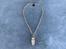 Load image into Gallery viewer, Wire Wrapped Quartz on Matte Gold Chain
